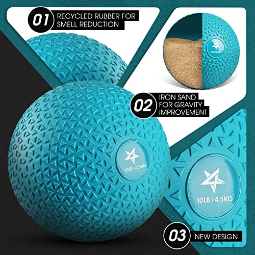 Yes4All Slam Balls, 10-40lb Weighted Ball Weight, Durable PVC Sand Filled Workout Dynamic Slam Ball for Strength Training, Triangle, Teal, 10lbs - color: Trendy teal, style: A. 10lbs