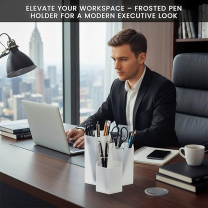 Clear Pencil Holder for Desk | 3 Compartment Organizer Desk Cute Pen Holder | Hexagonal Shape Pencil Cups for Classroom, Offices, Teacher Desks | Multipurpose Make up Organizers and Storage Accessory - style: Style F