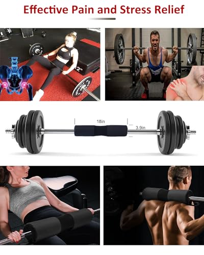 Barbell Squat Pad Set- Nylon Padding AntiSlip- Thick Foam Barbell Pad for Squats Cushion,Lunges&Bar Padding for Hip Thrusts -Standard Olympic Weight Bar Pad (Wrist Straps Weightlifting-Ankle Straps)