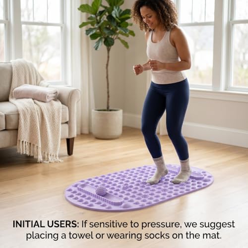Acupressure Mat for Feet Massage, 29.92" Long Soft Silicone Reflexology Foot Massager with Dual Solid Fascia Balls, Deep Tissue Trigger Point Mat for Stress Relief, Sleep Aid & Fat Burning