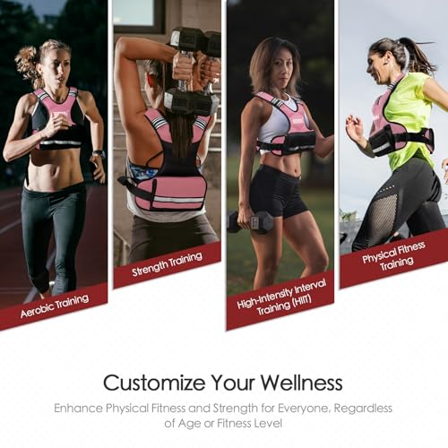 Feyachi Adjustable Weighted Vest, 3-32lb Vest with 6 Ironsand weights - color: Pink, size: 3-12 lbs