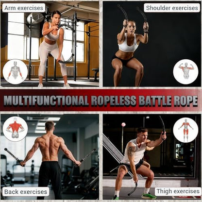 Adjustable Weight Ropeless Battle Ropes – Quiet, Beginner-Friendly Home Gym System for Men & Women, Portable Training Equipment for Strength, HIIT & Full-Body Workouts (Black)