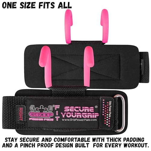 Weight Lifting Rod Hooks Heavy Duty Wrist Wraps Power Weight Lifting Training Gym Grips Straps Set of 2 - color: Pink, size: WOMEN-Wrist Size Small/Medium