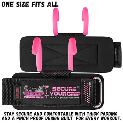 Weight Lifting Rod Hooks Heavy Duty Wrist Wraps Power Weight Lifting Training Gym Grips Straps Set of 2 - color: Pink, size: WOMEN-Wrist Size Small/Medium