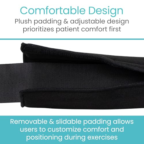 Vive Mobilization Belt for Physical Therapy with Buckle - Manual Traction Stretching Band - PT Traction Strap Belt for Stretching, Mobility, Massages & Exercise (Black)