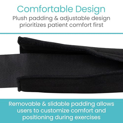 Vive Mobilization Belt for Physical Therapy with Buckle - Manual Traction Stretching Band - PT Traction Strap Belt for Stretching, Mobility, Massages & Exercise (Black)