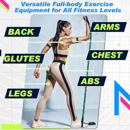 Leyndo 5 Pcs Exercise Resistance Bands with Handles, 5-Level
