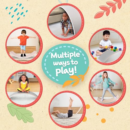 Non Slip Balance Board, 35 Inch Non Slip Felt Rocker Board Durable Wood, Kids Toddler Open Ended Learning Toy, Yoga Curvy Board
