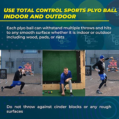 Total Control Sports Weighted Plyo Ball Set Includes 3.5, 5.5, 8, 11, 16, & 32 OZ Balls Baseball Training Equipment Will Increase Pitching Throwing Velocity for Any Sport Including Softball