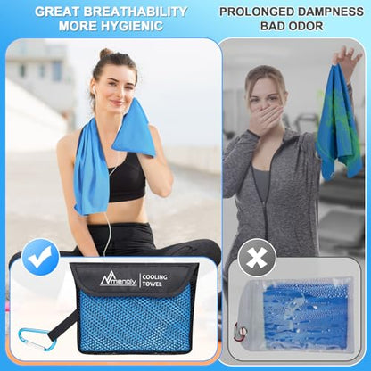 MENOLY 20 Pack Cooling Towels, 40"x12" Cooling Towels for Neck and Face with Breathable Carrying Bags,Soft Microfiber Instant Cooling Rags, Gym Workout Sweat Towel for Sports, Yoga, Camping, Running - size: 20 Pack