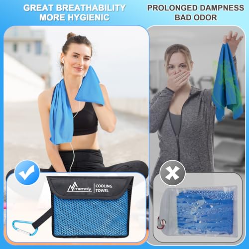 MENOLY 6 Pack Cooling Towels, 40"x12" Cooling Towels for Neck and Face with Breathable Carrying Bags,Soft Microfiber Instant Cooling Rags, Gym Workout Sweat Towel for Sports, Yoga, Camping, Running - size: 6 Pack