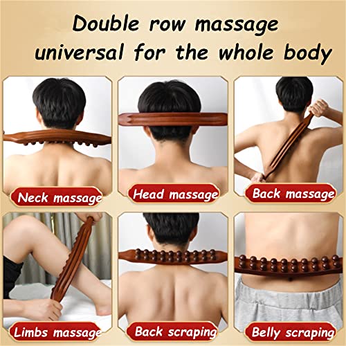 Wooden Gua Sha Tools Anti Cellulite Massage Tool,20 Beads Lymphatic Drainage Stick for Back and Head Relaxing Scrapping 22.83INCH - color: Style E Black 20 Beads
