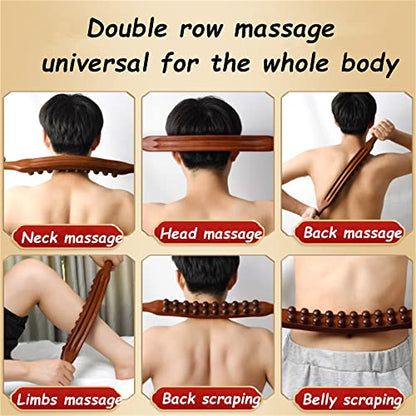 Wooden Gua Sha Tools Anti Cellulite Massage Tool,20 Beads Lymphatic Drainage Stick for Back and Head Relaxing Scrapping 22.83INCH - color: Style E Black 20 Beads