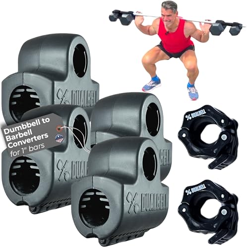 Dumbbell Converter- for 1" bars Superset Dumbbell to Barbell Adapters- hold up to 500lbs- Converts dumbbells for use on 1" diameter barbell - color: Black Superset w/black weight collars (for standard 1" bar)