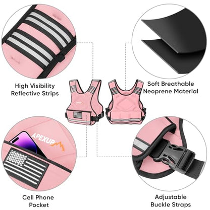 Adjustable Weighted Vest, 4-10lb/12-18lb/20-32lb Vest with 6 Ironsand Weights and Large Pocket, Weight Vest for Men Women Strength Training, Running, Walking - color: Pastel Pink, size: 20-32lbs