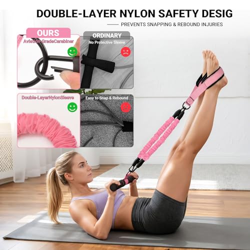 Resistance Bands with Handles and Foot Pedals, 3-Tube Adjustable Resistance Bands (20/30/40 lbs, 7 Levels Free Combination, Max 90 lbs), Natural Latex Anti-Break Exercise Bands