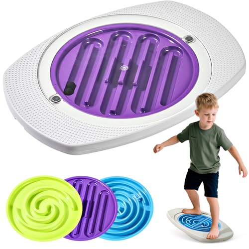 Balance Board Maze for Kids, Wobble Board with 3 Balls, 3 Replacement Labyrinth Boards, Indoor Active Play Toys for Sensory Training, Ages 3+, Max Load 140 Lbs - color: white