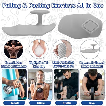 Large Anti-Slip Gym Workout Grips for WeightLifting,Silicone Hand Protector - color: Gray