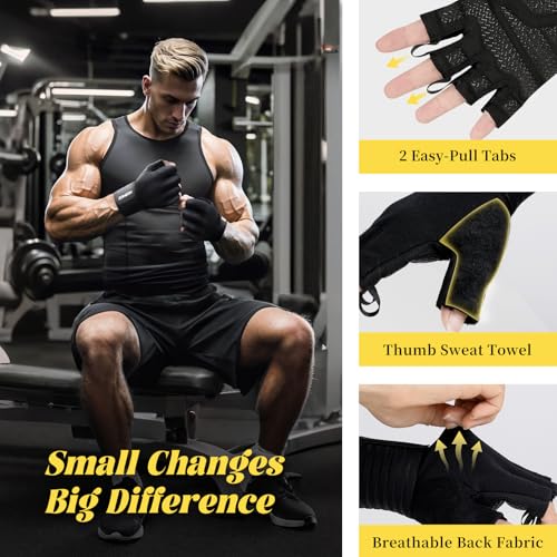 HOZMOZ Weight Lifting Gloves with Wrist Support, Gym Workout Gloves for Men Women, Full Palm 6mm Padded & Grip, Exercise Wrist Wraps for Weightlifting, Fitness, Strength Training - size: Large