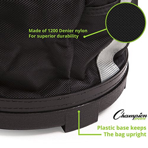 Champion Sports Lacrosse Ball Bag: Nylon Sports Training Tote for Lacrosse, Baseball and Tennis,Gray/Black