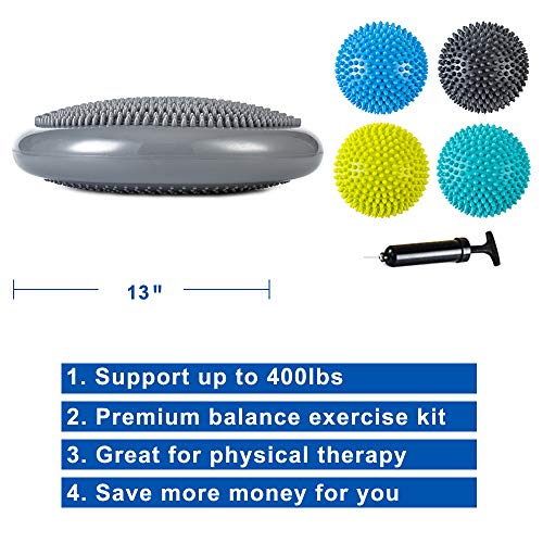 StrongTek Balance Training Set – Wooden Rocker Balance Board + Balance Pods & Wobble Cushion Kit for Core Strength, Rehab & Stability