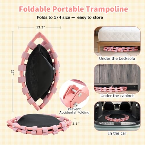 Mini Trampoline for Kids 3-6 with Super Safe Foam Handle Bar, 3ft Toddler Trampoline Indoor with No-Gap Cover for Indoor and Outdoor