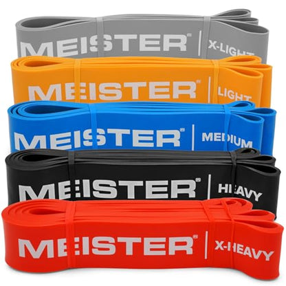 Meister X Band Comfort-Width 41" x 2" Resistance Bands - X-Wide Premium Loop Bands - style: Complete 5 Band Set