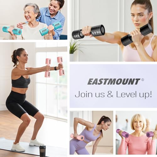 EAST MOUNT Adjustable Dumbbells 5 lb Dumbbells Set of 2 / Pair 10 lb Total Free Weights 6 in 1 Women Hand Weights for Home,Office,Gym Exercise Training 2lb 3lb 4lb 5lb Fast Adjust
