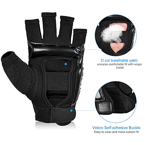 Punch Bag Taekwondo Karate Gloves for Sparring Martial Arts Boxing Training Fingerless Women Kids - color: Black, size: Medium