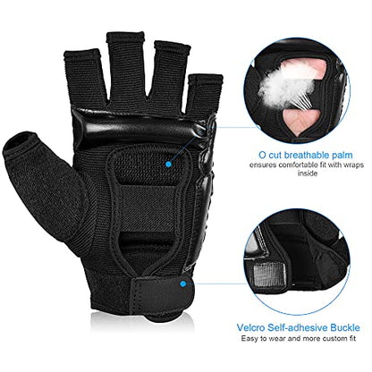 Punch Bag Taekwondo Karate Gloves for Sparring Martial Arts Boxing Training Fingerless Women Kids - color: Black, size: Large