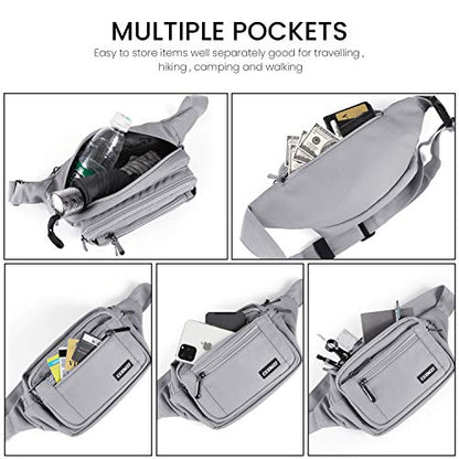 CXWMZY Fanny Packs For Women & Men Waist Pack Hip Bum Bag with Multi-Pockets Large Capacity Waterproof Casual Bum Bag for Disney Traveling Casual Cycling Running Hiking - color: Grey_2
