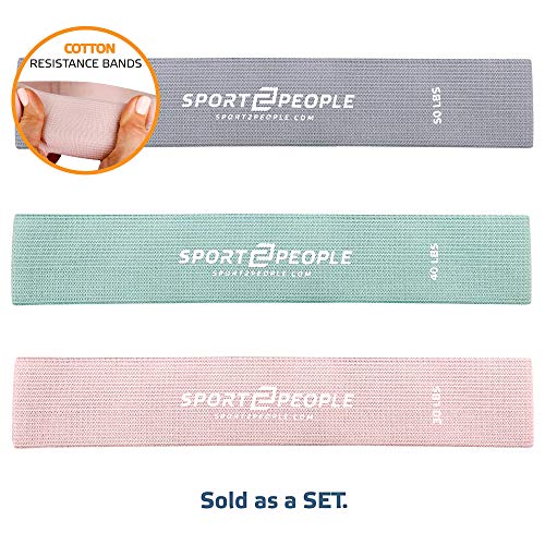 Cotton Resistance Bands Set of 3 for Booty, Legs, Glutes, Hips and Upper Body - Exercise Circle Loop Bands for Total Body Workout - Durable, Strong, Non-Slip