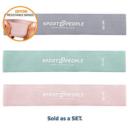 Cotton Resistance Bands Set of 3 for Booty, Legs, Glutes, Hips and Upper Body - Exercise Circle Loop Bands for Total Body Workout - Durable, Strong, Non-Slip
