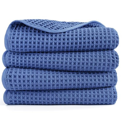 POLYTE 430 GSM Poly Blend Microfiber Quick Dry Waffle Hand Towel, 16x30 in - color: Royal Blue