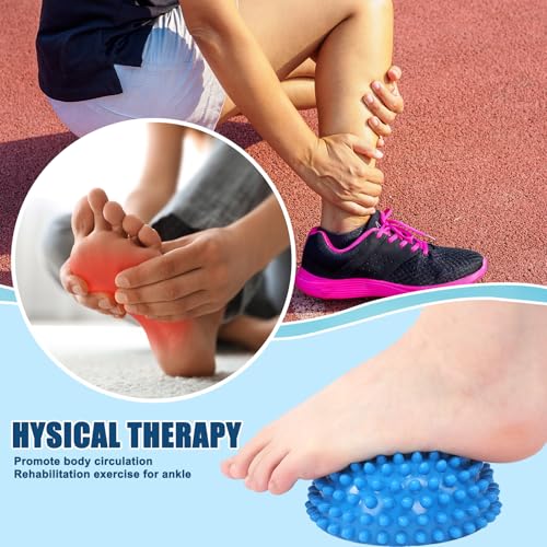 2 Pcs Half Round Massage Ball for Feet Blue Spiky Massage Ball for Adults Sports, Stability Training, Muscle Balancing Therapy, Yoga Gymnastics Exercise - color: Blue