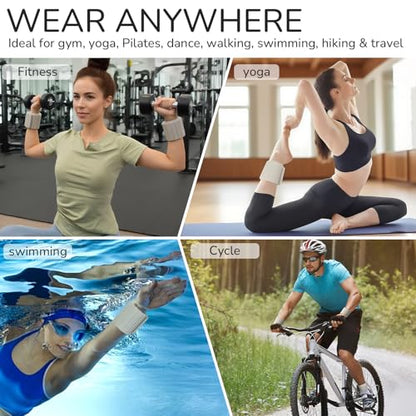 Ankle Weights and Wrist Weights for Women & Men - Adjustable Ultra-Thin Magnetic Design, Skin-Friendly Silicone with Steel Blocks for Yoga, Pilates, Swimming,Gym, Arm & Leg Weights Set of 2 - size: 2 lb