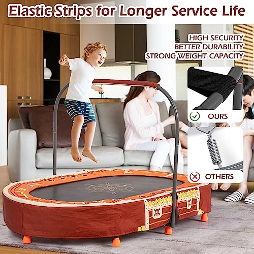 Kids Trampoline with Handle, Mini Rebounder Double Trampoline for 2 Kids w/Safety Pad, Foldable Exercise Trampoline for Toddlers Boys Girls Indoor Outdoor Cardio Max Load 200 lbs