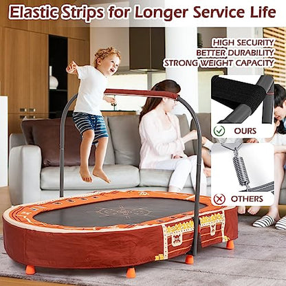 Kids Trampoline with Handle, Mini Rebounder Double Trampoline for 2 Kids w/Safety Pad, Foldable Exercise Trampoline for Toddlers Boys Girls Indoor Outdoor Cardio Max Load 200 lbs
