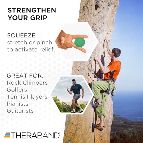THERABAND Hand Exerciser Ball, X-Large Green, Medium Resistance for Grip Strengthening, Finger & Hand Therapy, Squeeze Ball for Rehab, Wrist & Forearm Exercise, Latex-Free, Textured Surface