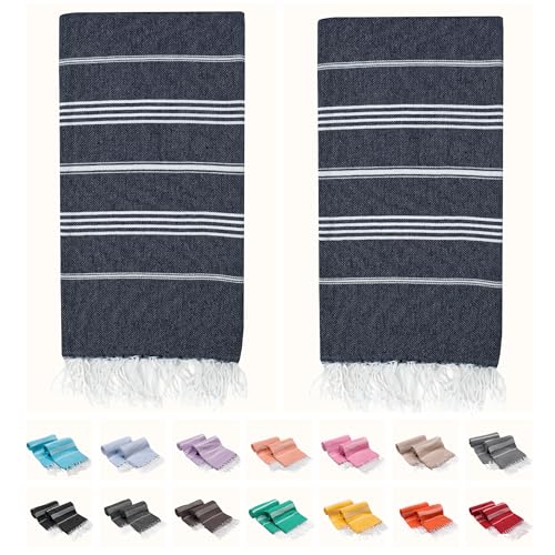 PARK & OZ Turkish Beach Towels 2-Pack – Oversized 100% Cotton Quick-Dry, Sand-Free & Ultra-Absorbent Blanket 72" x 40" – Lightweight Travel Towels for Beach, Pool, Spa, Gym, Camping & Home (Charcoal) - color: Charcoal