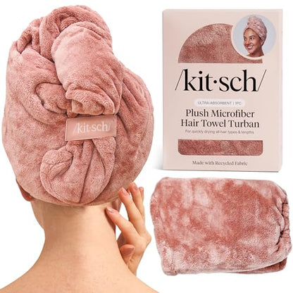 Kitsch XL Microfiber Hair Towel Wrap for Women - color: Terracotta