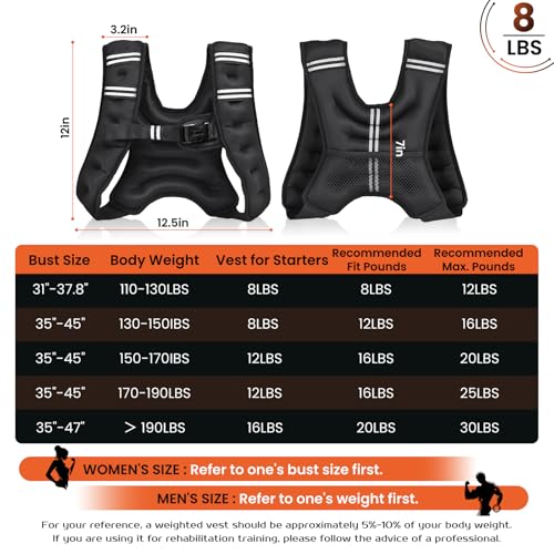 KTINNEAD Weighted Vest for Women Men, 8lb/12lb/16lb/20lb Weighted Running Vest with Reflective Stripe, Detachable Phone Pouch for Workout, Walking, Strength Training, Weight Loss, Fitness, Jogging
