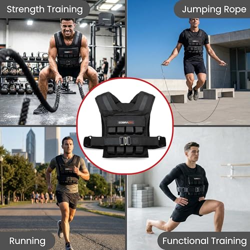 Weighted Vest for Men | Adjustable Weight Vest with Removable Iron Weights | Heavy Duty Workout Vests for Walking, Running, CrossFit, Strength Training, Rucking & Calisthenics | 35lbs & 44lbs