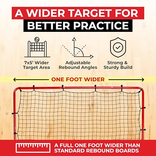 Volleyball Rebounder Net - 7' x 5' Adjustable Bounce Back Volleyball Practice Net Rebounder for Improving Bumping, Spiking, Serving - Portable Travel Training Equipment Designed by a Coach