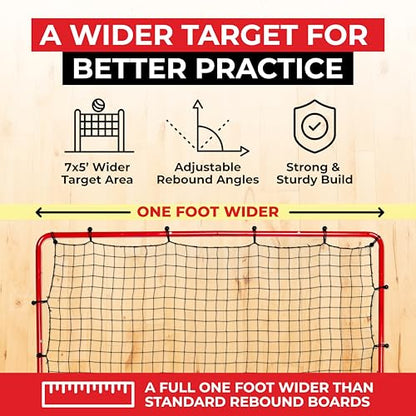 Volleyball Rebounder Net - 7' x 5' Adjustable Bounce Back Volleyball Practice Net Rebounder for Improving Bumping, Spiking, Serving - Portable Travel Training Equipment Designed by a Coach