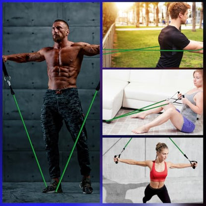 VEICK Resistance Bands, One Single Exercise Bands, Workout Bands Resistance Training for Home Workouts Fitness Pilates - color: Green(30LBS) + Handles