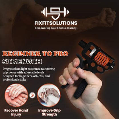 Adjustable 10–400 lb Grip Strength Trainer (Premium Adjustable Grip Strengthener for Forearm Training) Alloy Frame, Titanium-Plated Steel, TPR Non-Slip Handles (Orange)