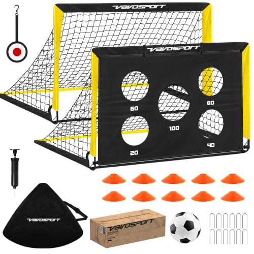 2 Pack Kids Soccer Goals for Backyard Set, 4x3 ft Pop Up Soccer Goal - color: Black Yellow