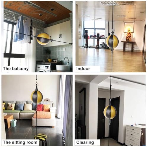 Double End Punching Bag Boxing Striking for Training - Speed Ended Set Includes 3 Reflex Ball Headband and Pump- Portable MMA - color: Yellow