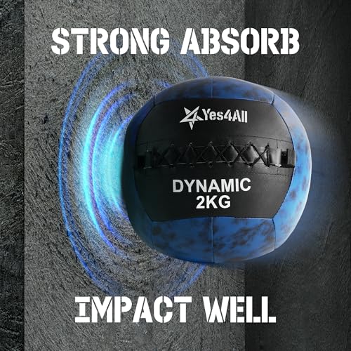 Yes4All OM6G Wall Ball, Soft Medicine Ball, 4.4 lbs (2 kg), for Core Training and Workouts